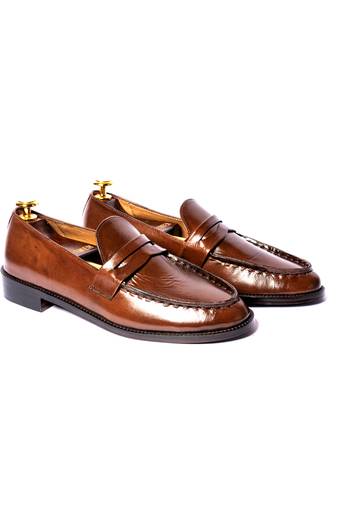 Tan  solid loafers