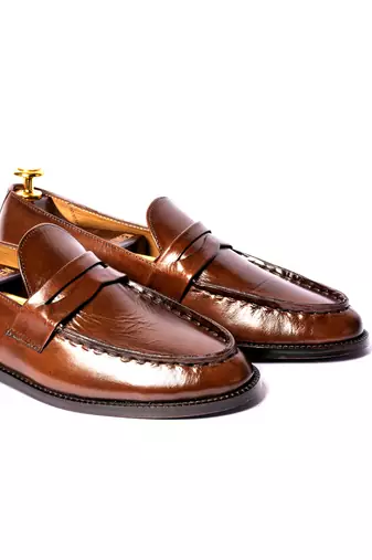 Tan  solid loafers