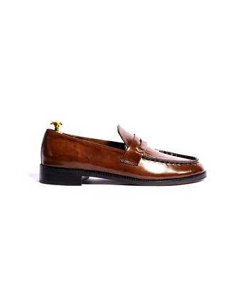Tan  solid loafers 4
