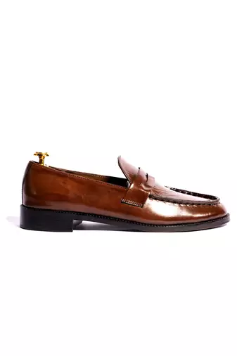 Tan  solid loafers