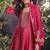 Rani pink pure viscose jacquard silk jacquard woven with heavy thread embroidery sequins work top-palazzo with dupatta
