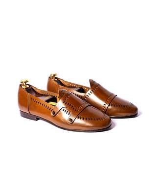 Brown solid loafers 1