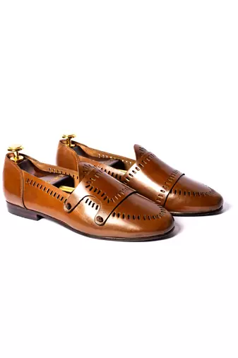 Brown solid loafers