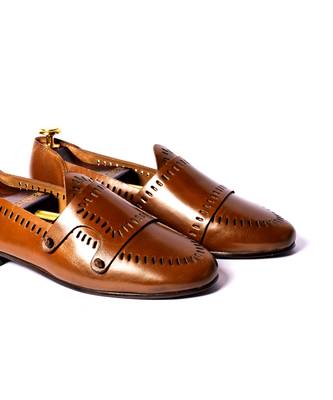 Brown solid loafers 2
