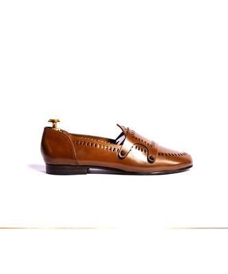 Brown solid loafers 4