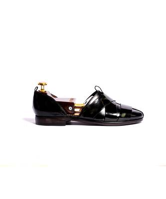 Black solid Sandals 4