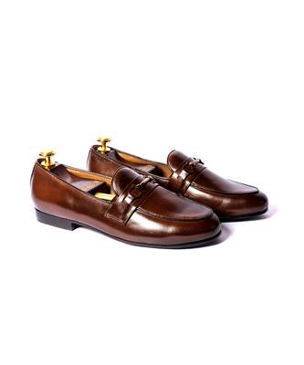 Brown solid loafers 1