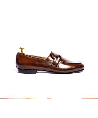 Brown solid loafers 4