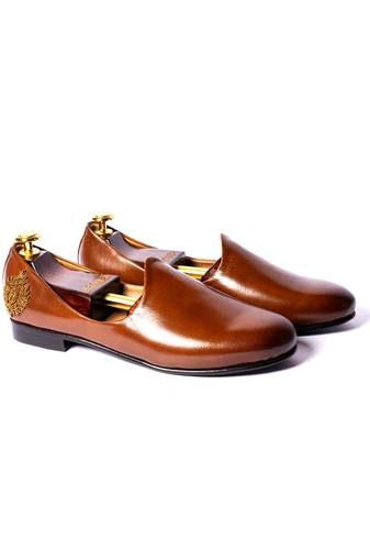 Tan  solid loafers