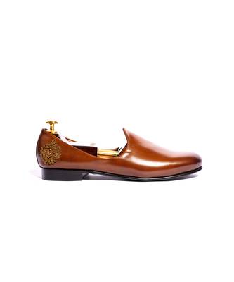 Tan  solid loafers 4