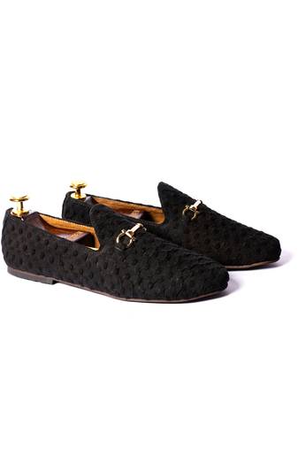 Black woven loafers