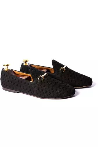 Black woven loafers