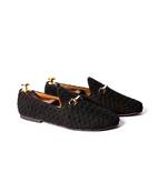 Black woven loafers