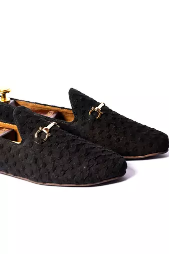 Black woven loafers