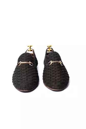 Black woven loafers