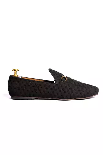 Black woven loafers