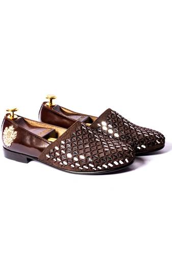 Brown woven loafers