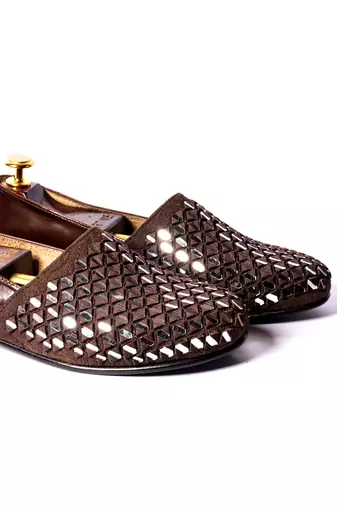 Brown woven loafers