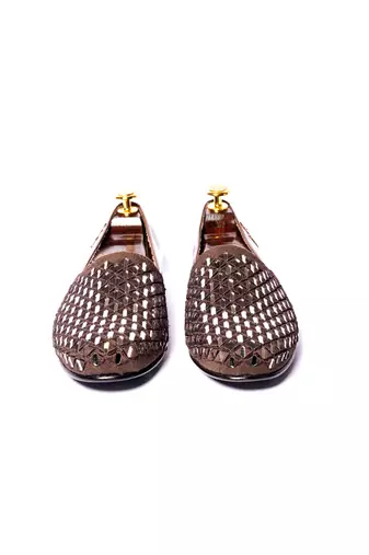 Brown woven loafers