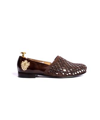Brown woven loafers 4