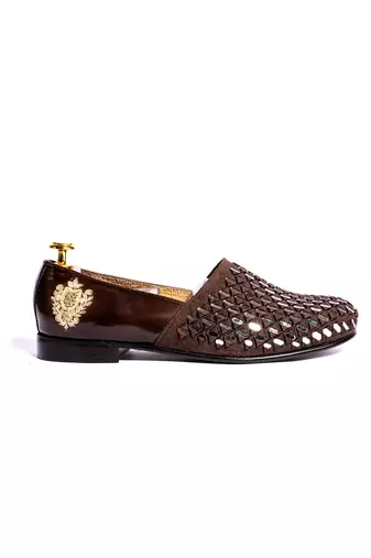 Brown woven loafers