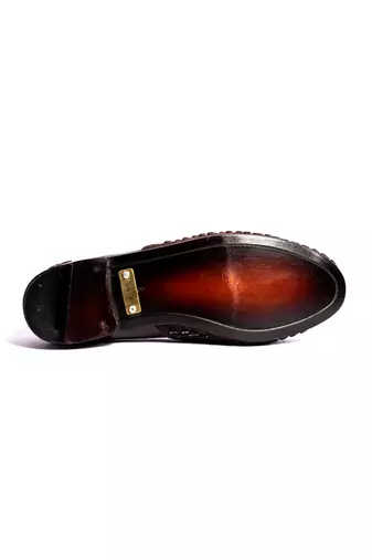 Brown woven loafers