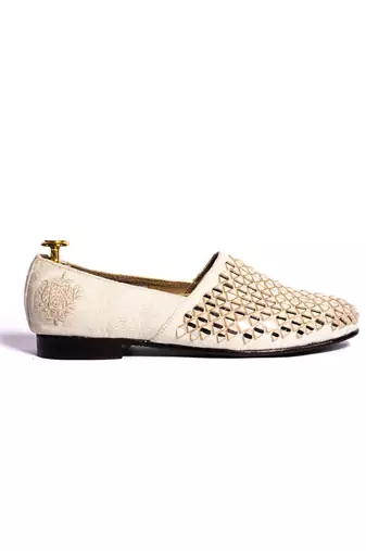 White woven shoes for men