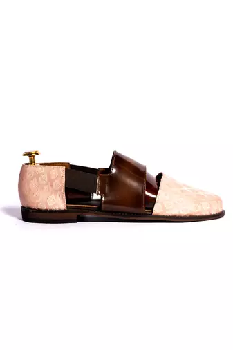 Pink woven sandals