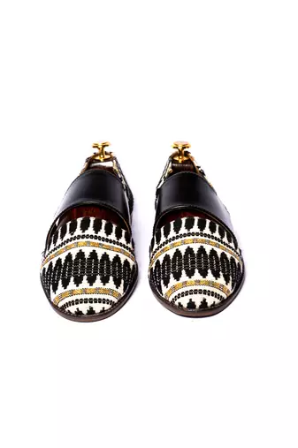 Black woven sandals