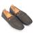 Grey solid leather loafers