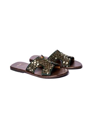 Green woven flats 1