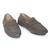 Grey solid leather loafers