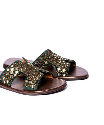 Green woven flats 2