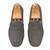 Grey solid leather loafers