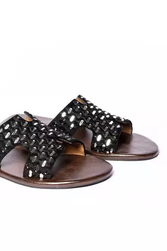 Black woven flats