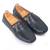 Black solid leather loafers