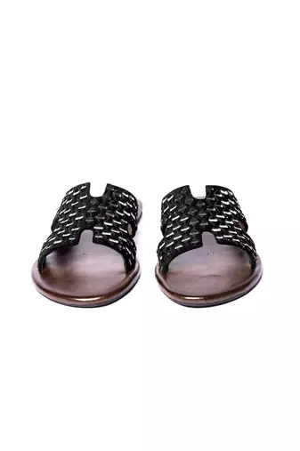 Black woven flats