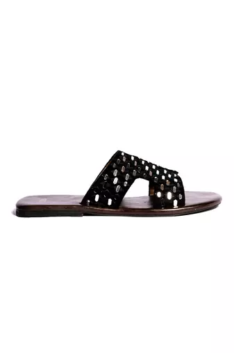 Black woven flats