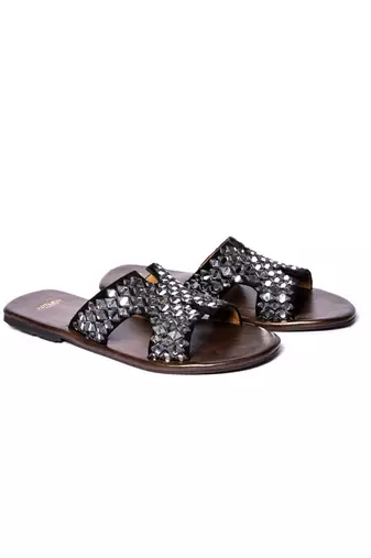 Brown woven flats