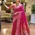 Hot pink floral butti silk blend zari weaving paithani saree