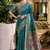 Deep teal floral butti silk blend zari weaving paithani saree