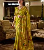 Light green peacock butti silk blend zari weaving paithani saree