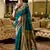 Deep teal peacock butti silk blend zari weaving paithani saree