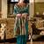 Deep teal peacock butti silk blend zari weaving paithani saree