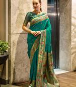 Green peacock butti silk blend zari weaving paithani saree