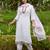 white viscose embroidered suit 