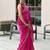 Hot pink butti embroidery work shimmer chiffon bollywood saree
