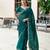 Teal green butti embroidery work shimmer chiffon bollywood saree