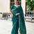 Teal green butti embroidery work shimmer chiffon bollywood saree