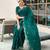 Teal green butti embroidery work shimmer chiffon bollywood saree